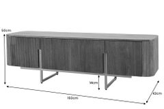 Design TV Board GATSBY 160cm braun mattgold Mangoholz Retro