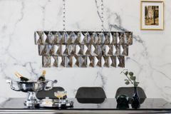 Luxus Hängelampe KRISTALL 90cm edelgrau Design Kronleuchter Glasprismen