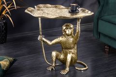 Design Beistelltisch WILDLIFE MONKEY 60cm gold antik Metall handmade