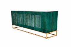 Massives Sideboard ONYX 180cm türkis Mangoholz Achat Edelstein gold Metallgestell