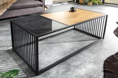 Design Couchtisch ARCHITECTURE 100cm schwarz Wildeiche Rauchglas Metall Holz