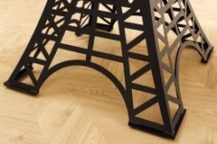 Runder Bartisch PARIS LOFT 105cm dunkelbraun Mangoholz Eiffelturm-Design