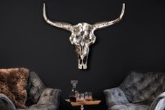 Design Schädel MATADOR 70cm silber Aluminium Wanddekoration