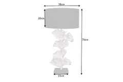 Design Tischlampe GINKGO 70cm schwarz Stoffschirm silber Metall handmade Marmor-Fuß