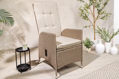 Outdoor Gartenstuhl SYLT natur beige Polyrattan Hochlehner mit Armlehne verstellbar wetterfest