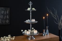 Elegante Etagere ORIENT 65cm silber im Wild Hammerschlag Design mit drei Etagen