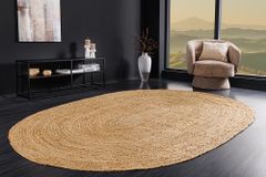 Ovaler Teppich PURE NATURE 230x160cm Jute handgewebt Flachgewebe