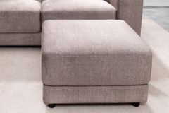 Moderner Hocker LOFT 75cm taupe Vogue Velours Samt Nosagfederung Taschenfederkern