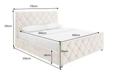 Design Boxbett ELYSIUM 160x200cm champagner beige Samt mit Stauraum und Lattenrost
