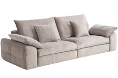 Stilvolles Big Sofa SOHO 260cm beige Chenille 4-Sitzer Couch mit Wellenunterfederung