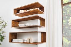 Massives 3er Set Wandregale SURREAL 65cm braun stone finish Außenecke Sheesham