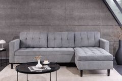 Modernes Ecksofa STOCKHOLM 220cm grau Cordstoff Federkern 3-Sitzer-Sofa