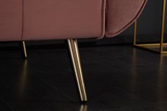 Retro Schlafsofa DIVANI 220cm altrosa Samt goldene Metallfüße 3-Sitzer mit Bettfunktion