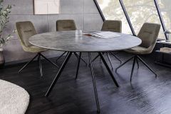 Runder Esstisch ATELIER 120cm grau Beton-Design schwarz Metall
