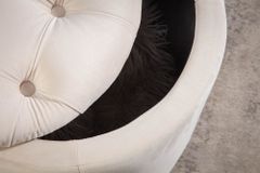 Eleganter Hocker MODERN BAROCK 50cm champagner beige Samt Aufbewahrungkorb