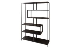 Industrial Bücherregal SLIM LINE 185x114cm Esche schwarz sechs Regalböden