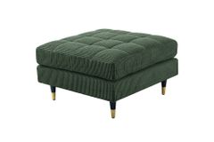 Design Hocker COZY VELVET 80cm grün Cord schwarz mit goldener Metallkappe