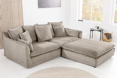 Großes 3-Sitzer Sofa HEAVEN 200cm greige Cord Federkern Hussensofa