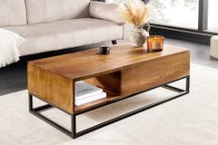 Höhenverstellbarer Couchtisch MAKASSAR FUNCTION 110cm braun Mangoholz honey finish