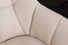 Drehbarer Stuhl PAPILLON champagner beige Ziersteppung Metallgestell schwarz mit Armlehne