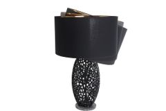 Design Tischlampe ABSTRACT LEAF schwarz Metall Marmorfuß handmade