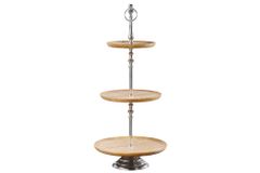 Dekorative Etagere PURE NATURE 68cm silber Mangoholz handmade drei Etagen