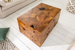 Massiver Couchtisch SQUARE 90cm Teakholz Würfel Handarbeit