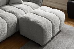 Moderner Hocker CLOUD 100cm grau Bouclé Federkern Fußhocker Sitzhocker