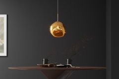 Runde Hängelampe LIQUID DIAMOND 20cm gold Glas Stahl Kugelleuchte