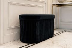Faltbare Polsterbank ÉLAN 80cm schwarz Samt Sitzbank mit Stauraum