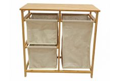 Massivholz Wäschekorb LAGOON SPA 70cm natur beige Bambus drei Wäschebeutel waschbar