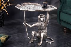 Design Beistelltisch WILDLIFE MONKEY 60cm silber Metall handmade