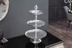 Elegante Etagere ORIENT 50cm silber im Rice Hammerschlag Design mit drei Etagen