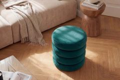 Runder Polsterhocker VOGUE 40cm grün Samt mit Stauraum