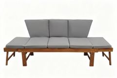 Outdoor Garten Sitzbank MODULAR 200cm natur grau Akazie mit Tisch inkl. Kissen klappbar