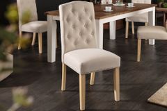 Eleganter Stuhl CASTLE beige mit Chesterfield Steppung