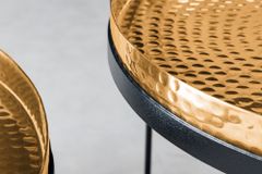 Design 2er Set Beistelltisch ELEMENTS 55cm gold handmade rund