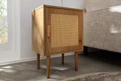 Design Nachttisch VIENNA 60cm natur Rattan Geflecht Beistelltisch mit Stauraum
