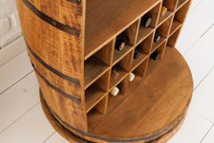 Vintage Weinregal BODEGA 90cm natur Mangoholz Barschrank Fass für 15 Flaschen