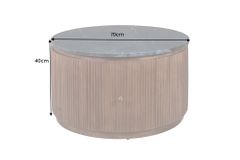 Runder Couchtisch COFFEE TABLE GATSBY 70cm braun schwarz Mangoholz Marmor Schublade