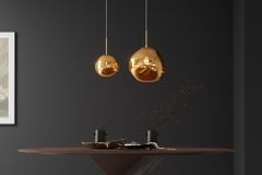 Runde Hängelampe LIQUID DIAMOND 35cm gold Glas Stahl Kugelleuchte
