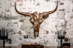 Design Schädel MATADOR 70cm kupfer geflammt Aluminium Wanddekoration