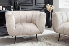 Retro Sessel NOBLESSE 105cm champagner beige Samt mit Ziersteppung