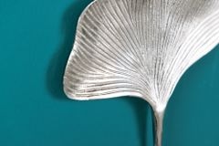 Dekoratives Kleiderhaken 3er Set GINKGO 30cm silber handmade Metall