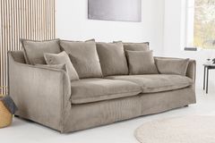 Großes 3-Sitzer Sofa HEAVEN 200cm greige Cord Federkern Hussensofa