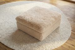 Großer Sitzhocker YETI 100cm beige sand Shaggy-Stoff langfloriger Plüsch Sofahocker