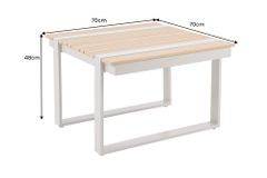 Gartentisch TAMPA LOUNGE 70cm natur greige Aluminium wetterfest Outdoor Balkontisch