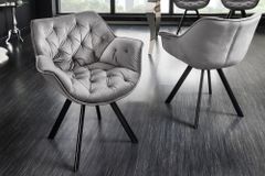 Drehbarer Stuhl THE DUTCH COMFORT Samt grau mit Armlehnen Modern Design