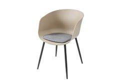 Moderner Stuhl DESIGNO greige schwarz Kunststoff Gartenstuhl mit Armlehnen Indoor Outdoor