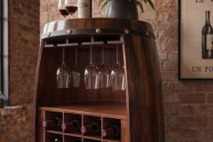 Massives Weinregal BODEGA 97cm coffee braun Pinie Fass-Bartisch für 24 Flaschen